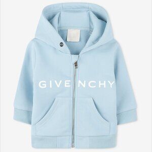 Givenchy Children's Organic Cotton Hooded Cardigan Front and Back Prints 12m